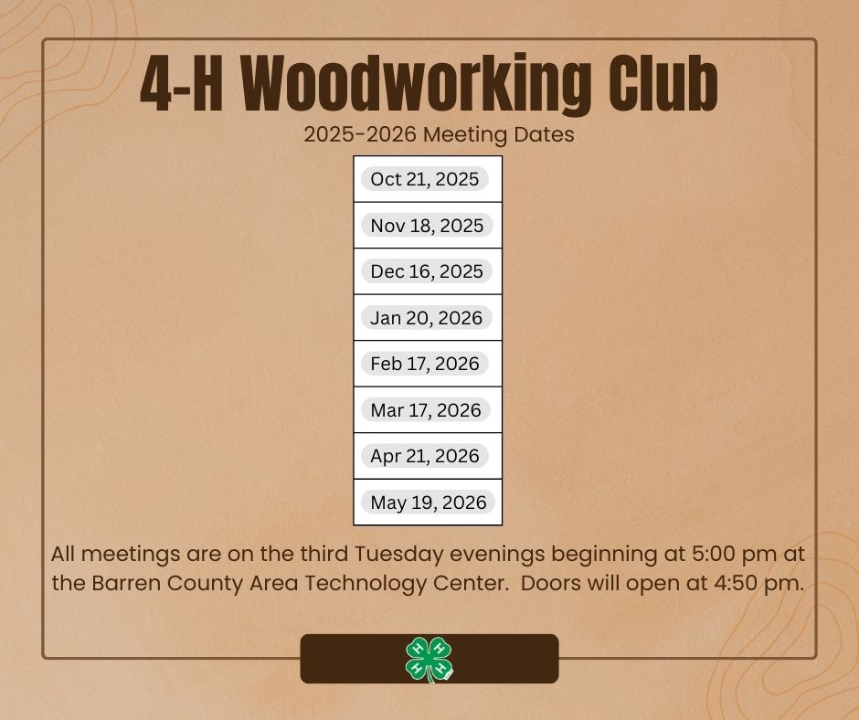 woodworking club meeting dates